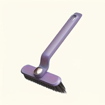 TEMU 2-in-1 Rotating Cleaning Brush - Purple Plastic, 360° Hard Bristles, V-connector, Suitable For Cleaning Bathroom Tiles And Wall Joints Image