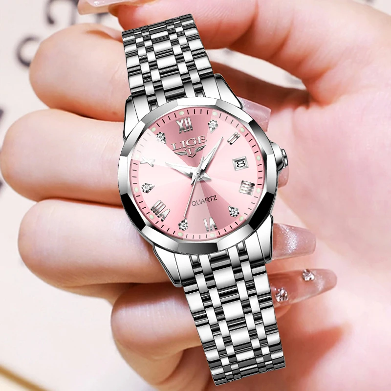 LIGE Kreative Uhr frauen Uhren Mode Wasserdicht Datum frauen Quarz Armbanduhr Top Marke Luxus Armbanduhr Für Mädchen Image