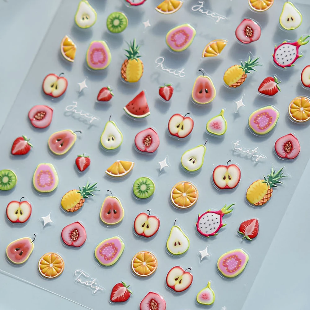 Obst Party Nail Art Aufkleber Ananas Pitaya Kiwi Obst Apfel Wassermelone Erdbeere Orange Granatapfel Pfirsich Feige Maniküre Aufkleber Image