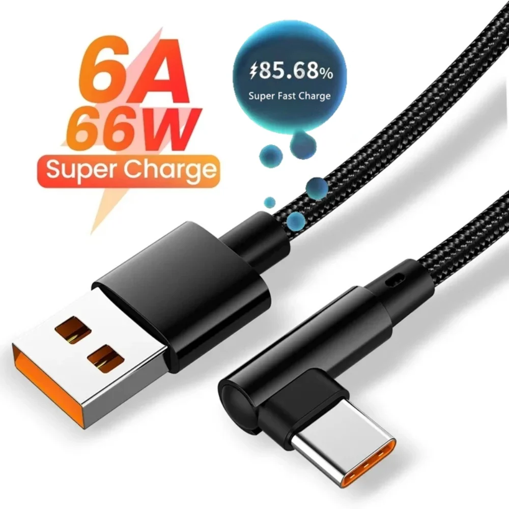 6A 66W Typ C USB Ellenbogen Super Schnelle Ladekabel Für iPhone Samsung Xiaomi Huawei Mate 50 Telefon Ladegerät USB C Schnelle Datenkabel Image