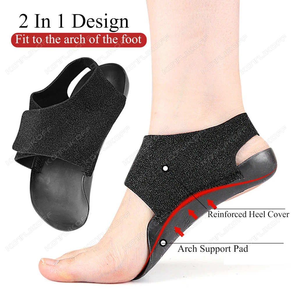 KOTLIKOFF Orthopädische Einlegesohle zur Fußgewölbeunterstützung zum Gehen mit Fußgewölbe-Halbpolster, Bein vom Typ X/O mit Klettverschluss, tragbare Schuh-Fersenabdeckung Image