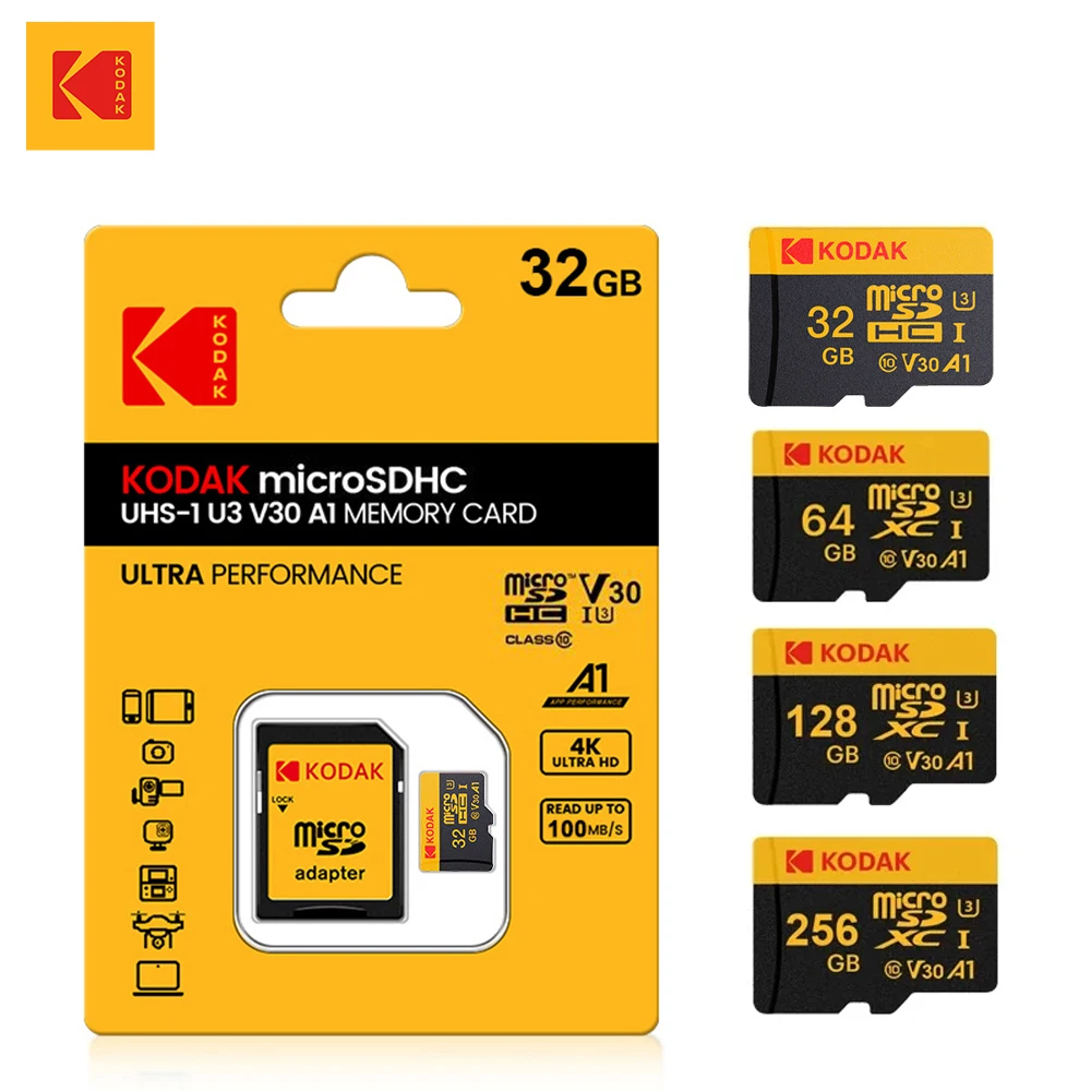 KODAK Original 128GB Flash Karte Mini Micro TF Karte 256GB 64GB 32GB Speicher Karte C10 SDXC U3 4K Für Telefon Drone Kamera Image