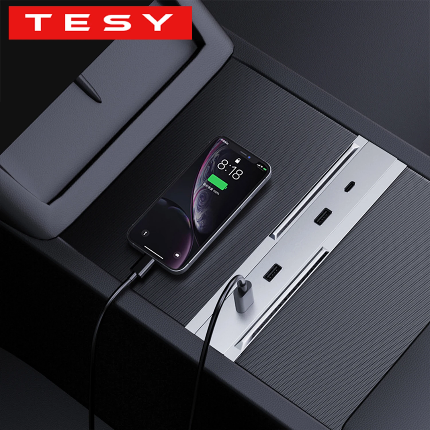 TESY Für Tesla Neues Modell YL Y Launch Juniper Model 3 Highland 65W Erweiterungsdock Zentralsteuerung Schnellladung Typ-C USB-HUB Image