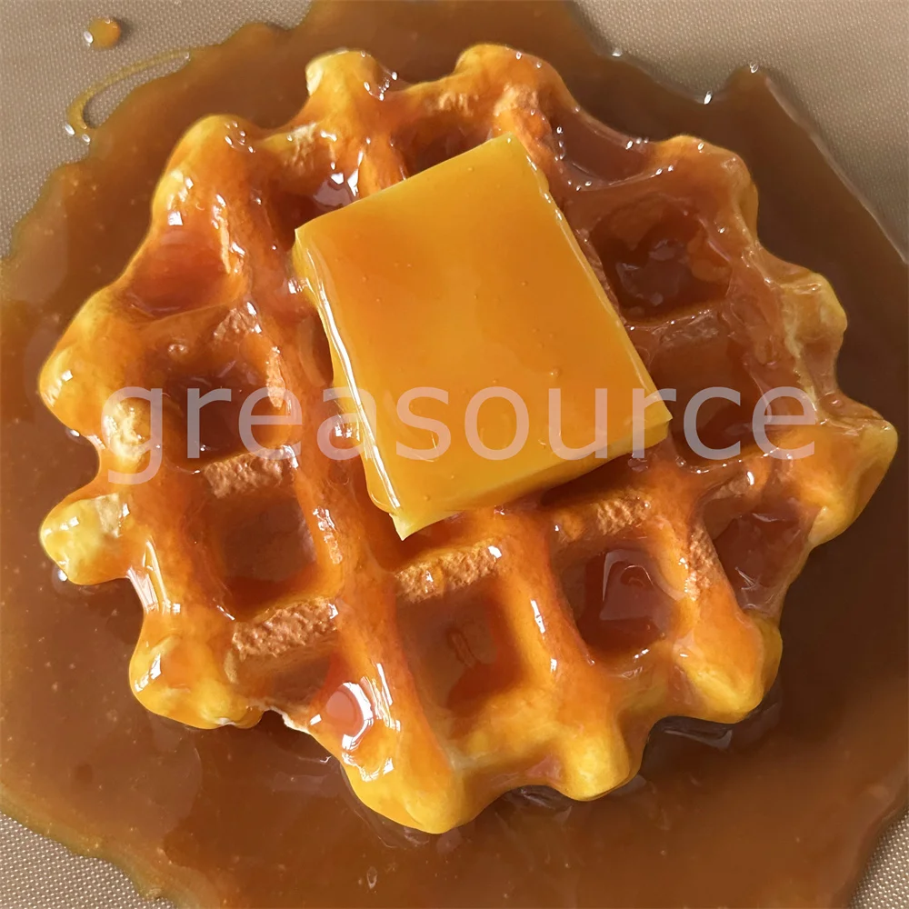 Pu weich geformte 3D Realtsic belgische Waffel süßes Modell original goldene Farbe künstlicher Schaum elastische beruhigende Requisiten künstliches Brot Image