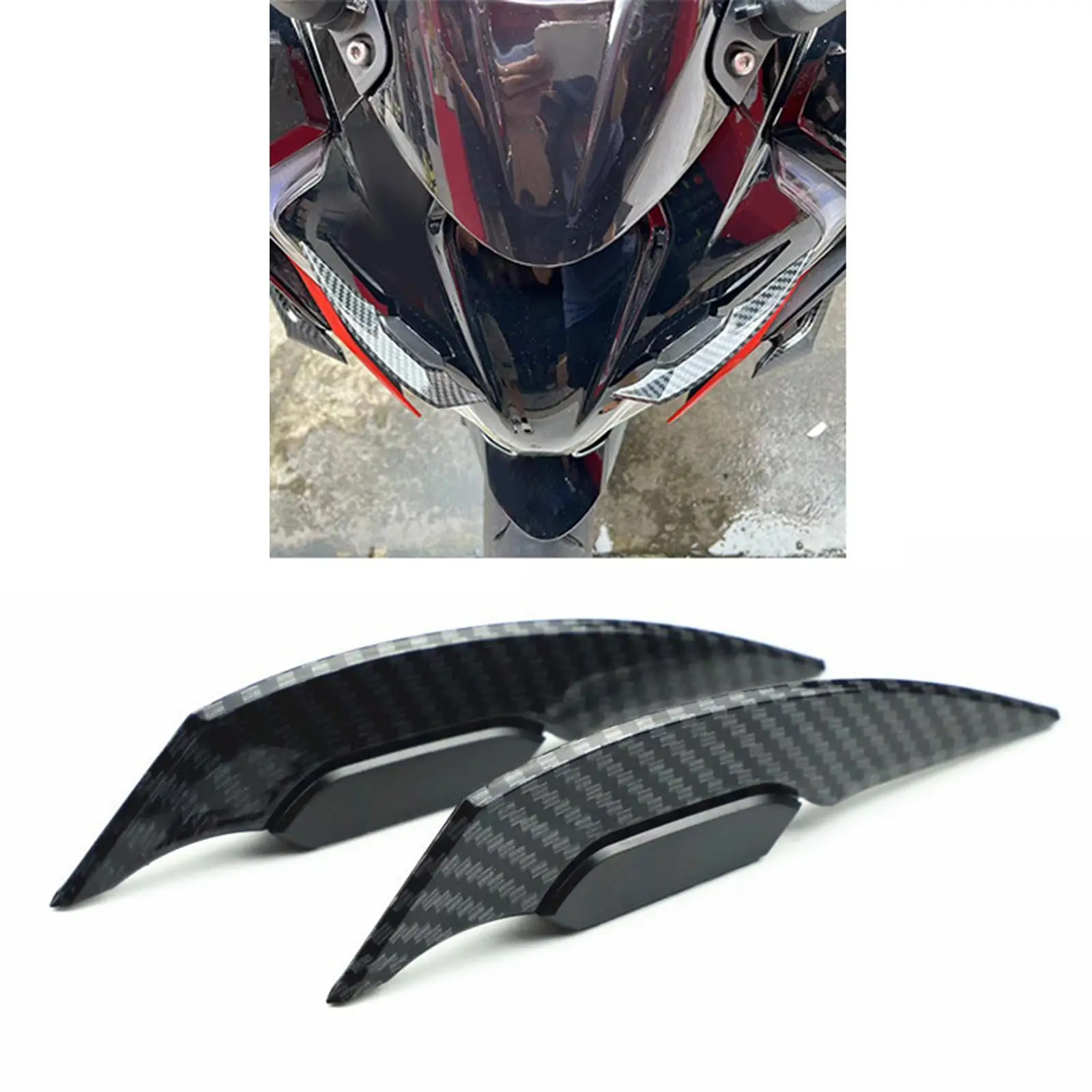 2x dekorative Klebestreifen für Motorräder, stabiles aerodynamisches Flügelspoiler-Set Image