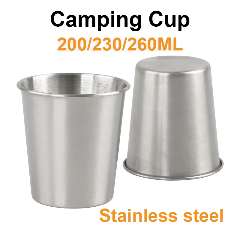 Edelstahl Camping Becher Im Freien Tasse 1/3Pcs 200/230/260ML Tumbler Becher Bruchsicher Trinkbecher für Home RV BBQ Büro Party Image
