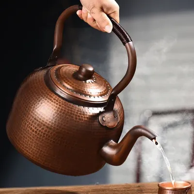 3L Pure Red Copper Boiling Kettle Handmade Vintage Copper Pot Home Teapot For Gas/Induction Cooker