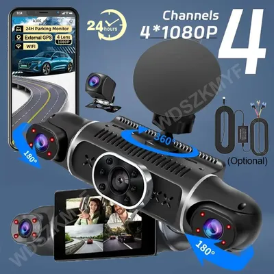 4Channel Car Dvr GPS 1080P Video Recorder 360 Degree WiFi APP dashcam 24h Parking Monitor Rear View