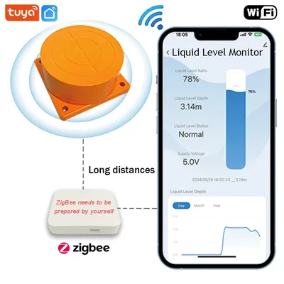 ME201WZ ZigBee Tuya App Ultrasonic Water Level Detection High Accuracy Zigbee Remote Liquid Level