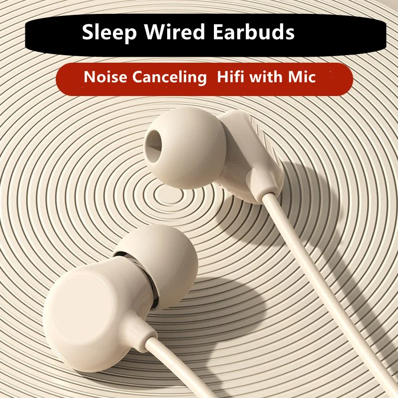 Auricolare in-ear cablato HD da 3,5 mm Tipo C Slicone Auricolari cablati per il sonno Cuffie in-ear con cavo Microfono Cuffie di controllo in linea Hifi