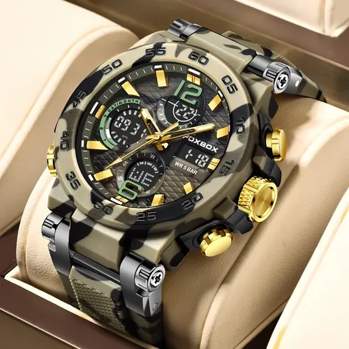 FOXBOX-Montre Numérique Militaire pour Homme, Montre-Bracelet Étanche, Antichoc, dehors, Quartz, DulClock
