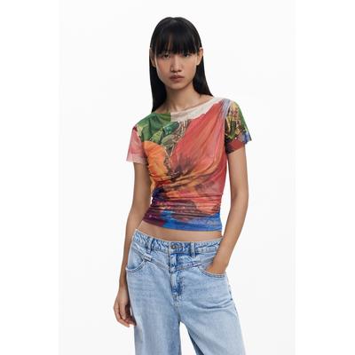 Draped chiffon T-shirt