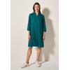 Blusenkleid CECIL, Damen, Gr. XL (44), US-Größen, grün (grün lagoon), Stoff, 100% Leinen, unifarben, casual, comfort fit knielang, V-Ausschnitt, 3/4-Ärmel Bündchen, Kleider, knielang
