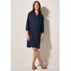 Blusenkleid CECIL, Damen, Gr. XS (36), US-Größen, blau (universal blau), Stoff, 100% Leinen, unifarben, casual, comfort fit knielang, V-Ausschnitt, 3/4-Ärmel Bündchen, Kleider, knielang