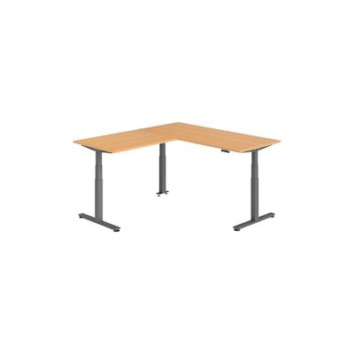 bümö Eckschreibtisch elektrisch höhenverstellbar L-Form: 180 x 200 cm in Buche, Gestell graphit - Stehschreibtisch mit Memory-Steuerung, elektrischer Image