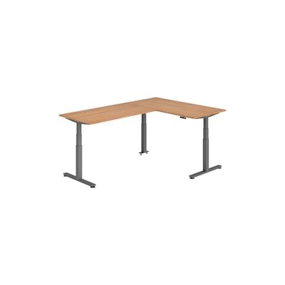 bümö Eckschreibtisch elektrisch höhenverstellbar L-Form: 160 x 240 cm in Nussbaum, Gestell graphit - Stehschreibtisch mit Memory-Steuerung, Image