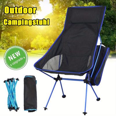 TEMU Comfortable Travel Picnic Chair, Portable Camping Chair, Lightweight Sports Chair, Foldable Outdoor Chair, High Back Moon Chair, For Hiking, Travel, Beach, Fishing Image