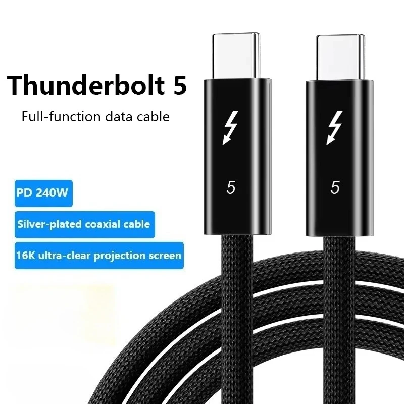 80 Gbit/s Thunderbolt 5-Datenkabel, 240 W, 16 K, kompatibel mit Thunderbolt 4 USB4, voll ausgestattete Übertragung, Schnellladung Typ C Image