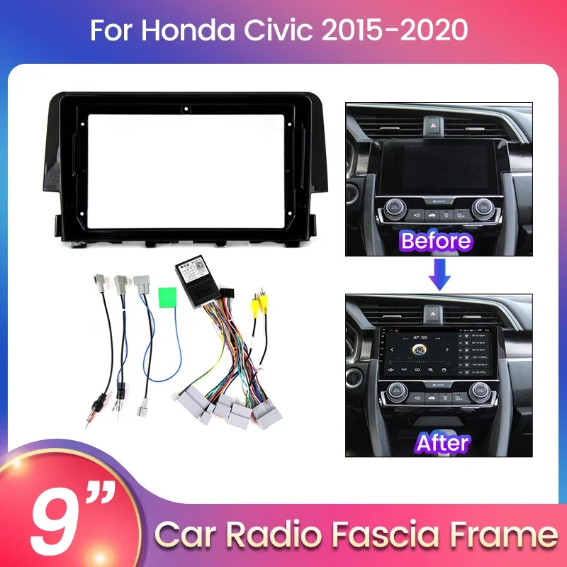 2 Din Autoradio Rahmen für Honda Civic 2015 2016 2017 2018 2019 2020 Dash Fascia Kit 9 Zoll DVD Radio Installation Panel Adapter Image