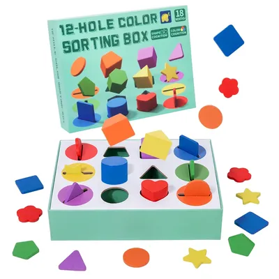 Montessori-Holzspielzeug für Kinder, Sortier- und Stapelspielzeug aus Holz für Babys und Image