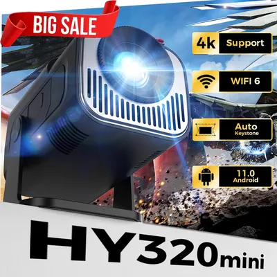 Hy320 mini tragbarer projektor 4k 1080p native 1280*720p android11 wifi6 bt 5,0 auto keystone kino videos trahl projektor hdmi