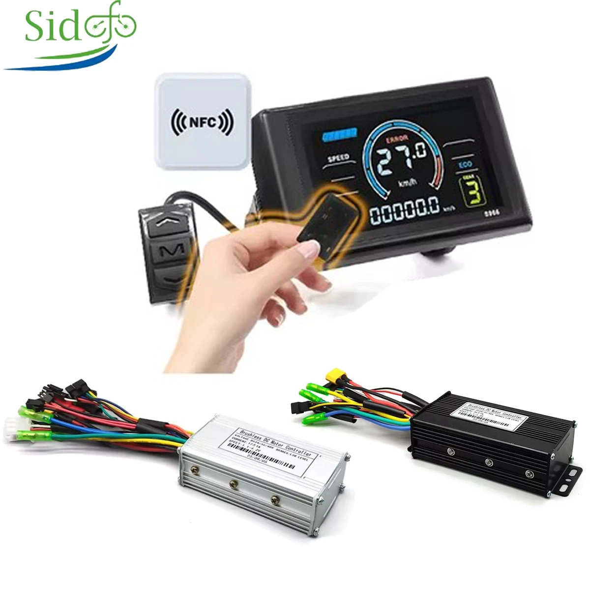 Ebike Sinawave Controller 36V/48V 17A/26A/30A mit S966 NFC Display für 250W-1000W Elektrische Fahrrad Umwandlung Teile E-scootor Image