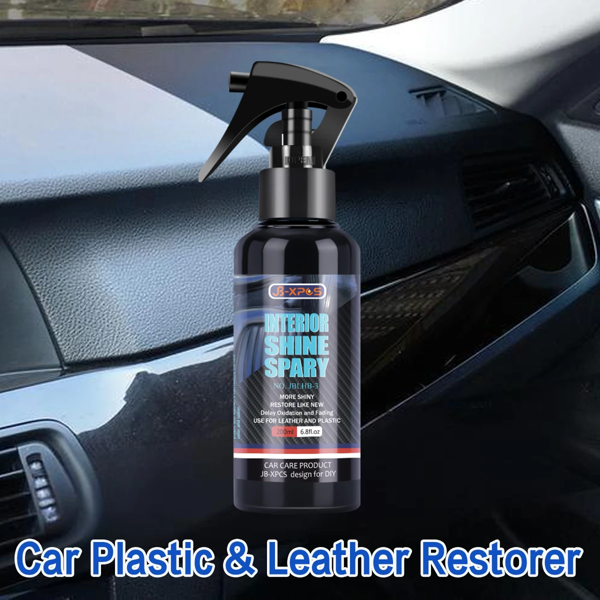 Auto-Kunststoff- und Leder-Restaurator, Innenreiniger-Spray, glänzender, zurück in Schwarz, Auto-Polier- und Reparatur-Beschichtungs-Renovierer LHB-3 Image