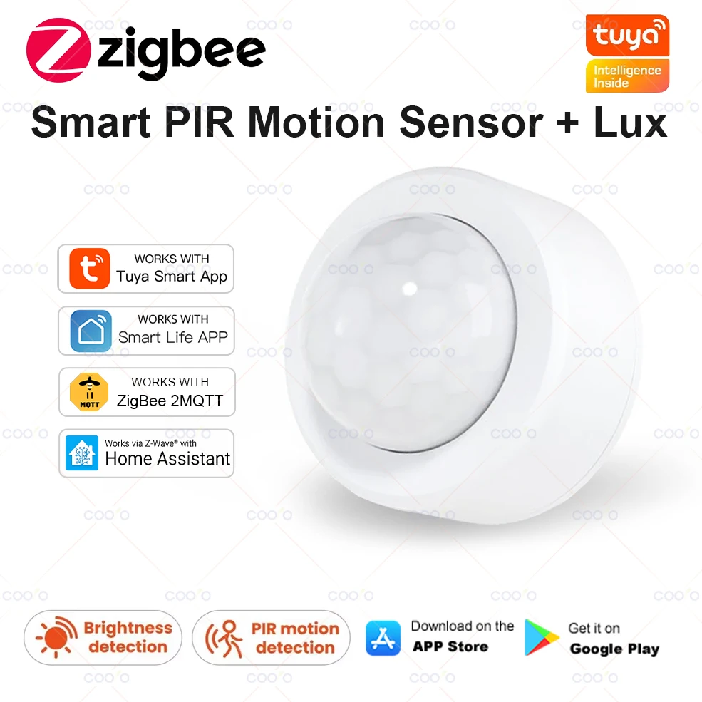 Tuya Zigbee Smart PIR Motion Sensor Infrarot Detektor mit Lux Erkennung Anti-diebstahl Alarm Sensor Drahtlose Sicherheit Schutz Image