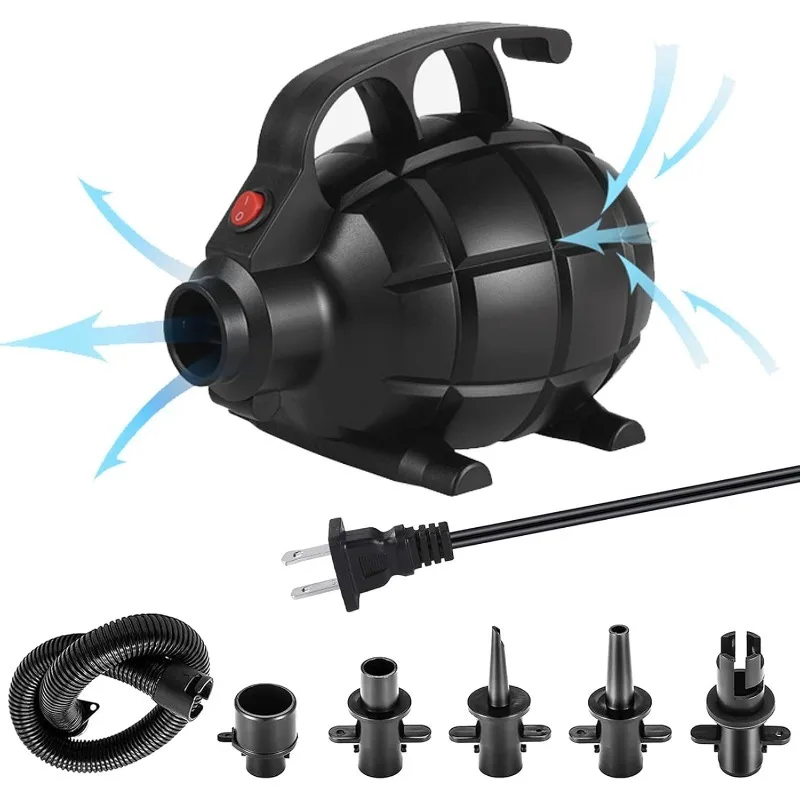 Elektrische Luftpumpe 600 W (110–120 V) für aufblasbare Matten, Luftbetten, Poolspielzeug – leistungsstarkes schnelles Aufpumpen mit 5 Düsen und Adaptern Image