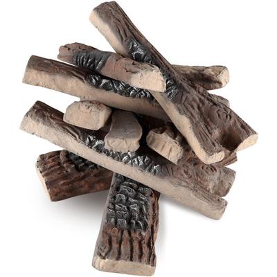 Mophorn - 10 Stück Gaskaminholzscheite, große hitzebeständige Deko-Holzscheite aus Keramik,