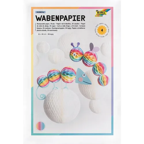 folia Papier alvéolé ""arc-en-ciel"", 21 x 33 cm, 4 feuilles