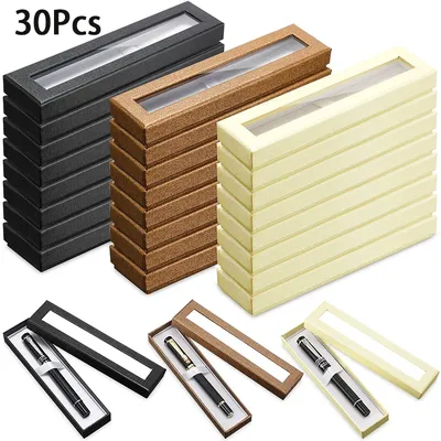 30Pcs Empty Pen Boxes Gift Pen Cases Cardboard Case with Clear Window for Jewelry Pencil Ballpoint
