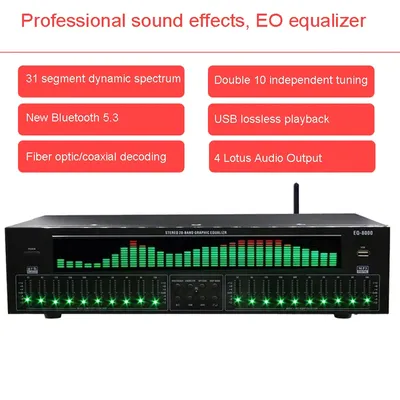 EQ8000 Equalizer Bluetooth 5.3 Fiber Coaxial Digital Audio Decoding USB Disk Pre stage Player AC220V ± 10% 50Hz/60Hz