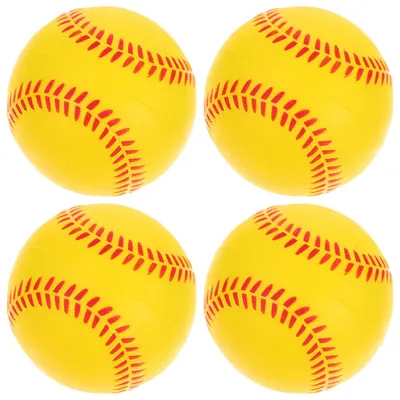 4 Pcs Yellow Baseballs Soft Softballs For Kids Training Balls Sports Training Balls Practice