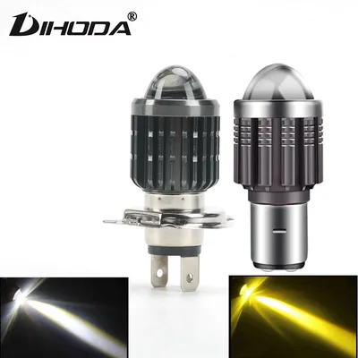 3000LM H4 LED HS1 BA20D LED Dual Color Projector Lens White Yellow H6 Motorcycle Headlight Hi/Lo