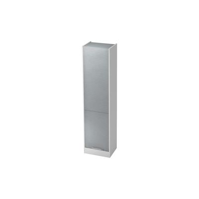 bümö Rollladenschrank in Weiß/Silber mit Relinggriff - Vertikal Jalousieschrank 50 cm breit, Aktenschrank abschließbar, Büroschrank für Ordner & Co. Image