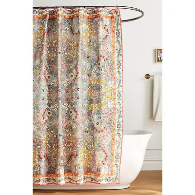 Lacey Organic Cotton Printed Shower Curtain
