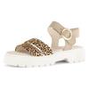 Sandalette GABOR, Damen, Gr. 38, beige (leo, beige), Ziegenveloursleder, animal-print, modisch, Schuhe, Plateau, Riemchensandale, Sommerschuh mit Best Fitting-Ausstattung