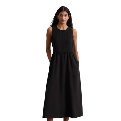 Midikleid MARC O'POLO "aus TENCEL™ Lyocell-Leinen-Mix", Damen, Gr. 38, Normalgrößen, schwarz, Obermaterial: 90% Lyocell, 10% Leinen; Futter: 100% Nicht verfügbar, unifarben, weit wadenlang, Rundhals, ohne Ärmel, Kleider Image