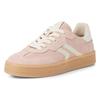 Plateausneaker TAMARIS, Damen, Gr. 39, rosa (rose), Veloursleder, Leder, kontrastfarbene Details, Fischgratmuster, sportlich, Schuhe, Freizeitschuh, Halbschuh, Schnürschuh mit gepolstertem Schaftrand