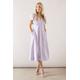 Wallis Womens Petite Satin Jacquard Pleat Detail Midi Dress - Lilac - Size 18 UK | Wallis Sale | Discount Designer Brands