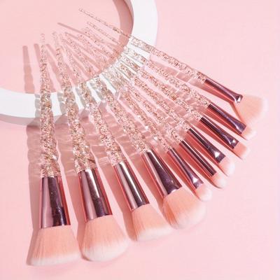 TEMU 10pcs Oval Makeup Brush Set, Nylon Bristles & Handle, Unscented, Types, Professional Cosmetic Brushes For Flawless Application, With Ideal Image
