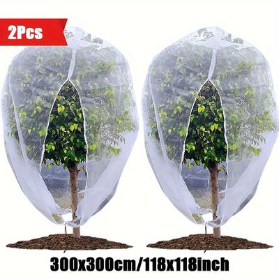 TEMU 2pcs Set Garden Plant Fruit Blueberry Bush Protection Netting Set With Zipper And Drawstring Bag, 27x41inch/55x70inch/118x118inch Tomato Protection Netting Barrier Image