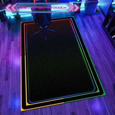 TEMU Zulida Vibrant Gaming Room Mat - Non-slip, Machine Washable Polyester, Design, Ideal For Bedrooms, Game Rooms, And More - Multiple Sizes , Gamer Bedroom Decor Image