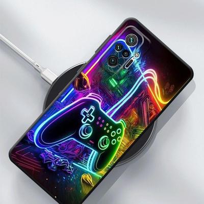 TEMU Neon Light And Game Controller Phone Case For Xiaomi Redmi Note 13 Pro 11 12s 11s 10 10s Silicone Cover Protective High- Shockproof Image