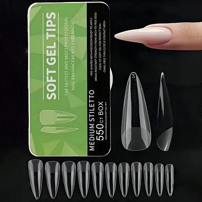 TEMU Half Matte Soft Gel Acrylic Nail Tips, Pre-shaped False Nail Tips For Nail Extension Manicure Tools And Nail Image