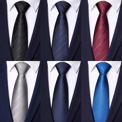 TEMU 6pcs 1200 High-density Tie Set - Black, Gray, Red Striped, Washable Zipper Ties For Formal & Casual, Office, Wedding - Ideal Gift, | Stylish Tie Set | Fabric, Image