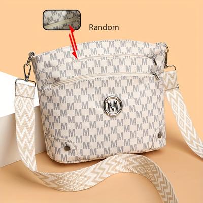 "TEMU Perfect Lily Women's Elegant Crossbody Bag With "m" Emblem, Pockets, Adjustable Strap, Zip Closure – Stylish Brown Synthetic Leather Shoulder Bag For Everyday Use Or Gift, Perfect Lily" Image