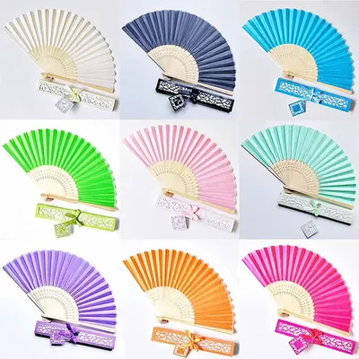 20/60 Pcs Personalized Silk Fans with Gift Box, Elegant Wedding & Baptism Gifts, Portable Bridal Shower Gifts, Party Favors