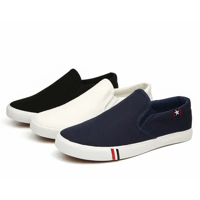 Men Casual Shoes Slip on Canvas Loafers Comfortable Walking Flats for Man Dude Non Slip Soft